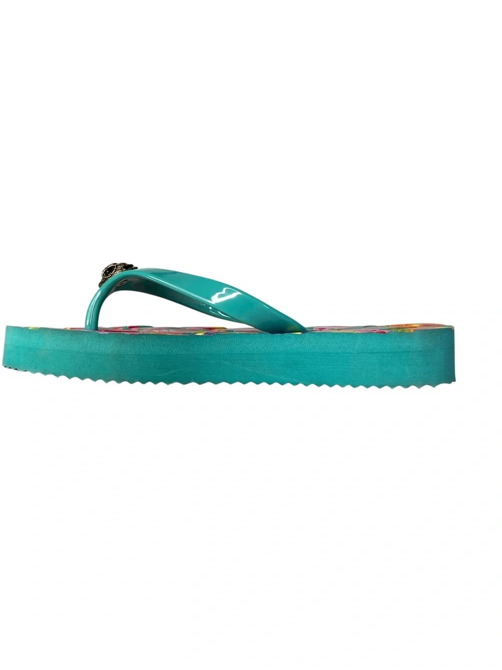 Kurt Geiger London Kensington Eagle Head Quilted Floral Flip-Flop Sz 6